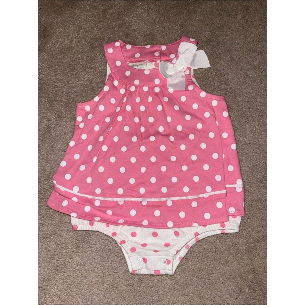 Pink Polka Dot Baby Romper with White Bow